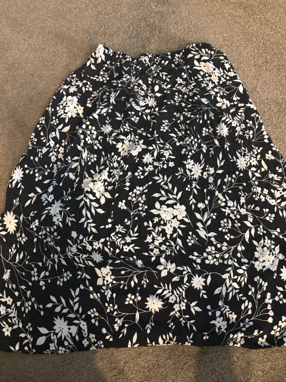 Blair Black with White Floral A-Line Skirt